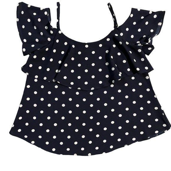 bobeau Tops - Bobeau blue polka dot tank top - size small